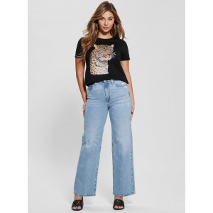 Black Short Sleeve Leopard Jewel T-Shirt