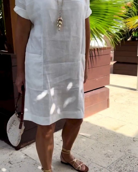 Round Neck Short Sleeve Dress Round Neck Short Sleeve Dress