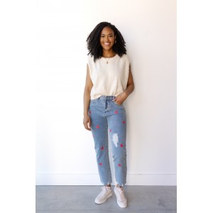 heart print jeans