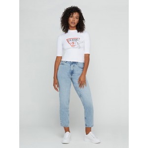 White Golden Rabbit Cropped Logo T-Shirt