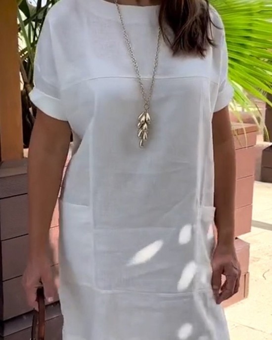 Round Neck Short Sleeve Dress Round Neck Short Sleeve Dress