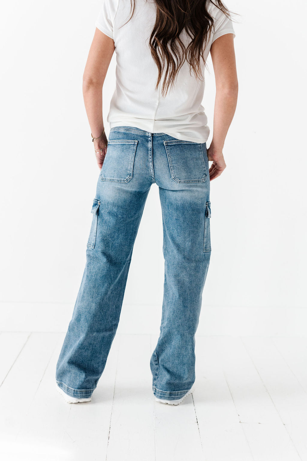 Heather Cargo Style Wide Leg Jeans Heather Cargo Style Wide Leg Jeans