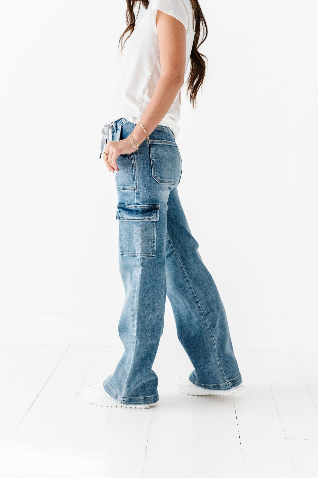 Heather Cargo Style Wide Leg Jeans Heather Cargo Style Wide Leg Jeans