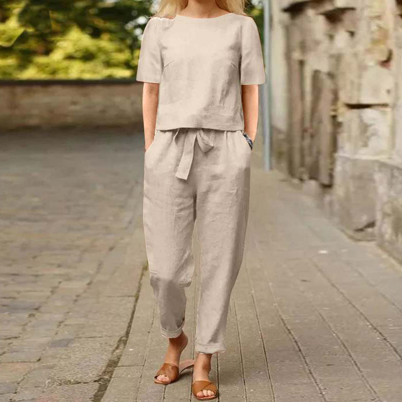 Casual Short Sleeve T-shirt & Pants Two-piece Set