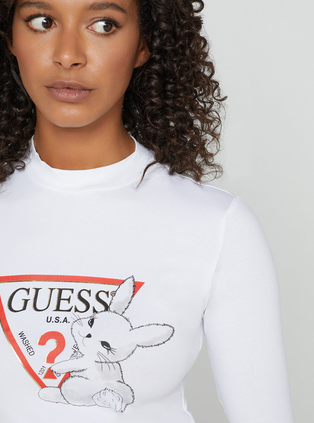 White Golden Rabbit Cropped Logo T-Shirt