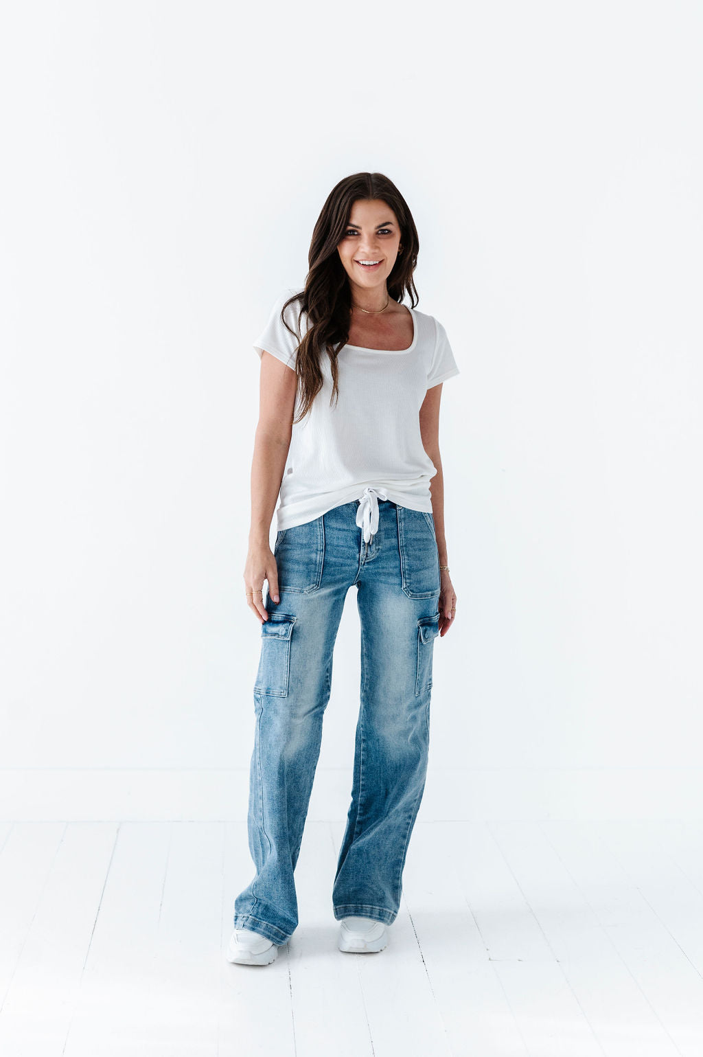 Heather Cargo Style Wide Leg Jeans Heather Cargo Style Wide Leg Jeans