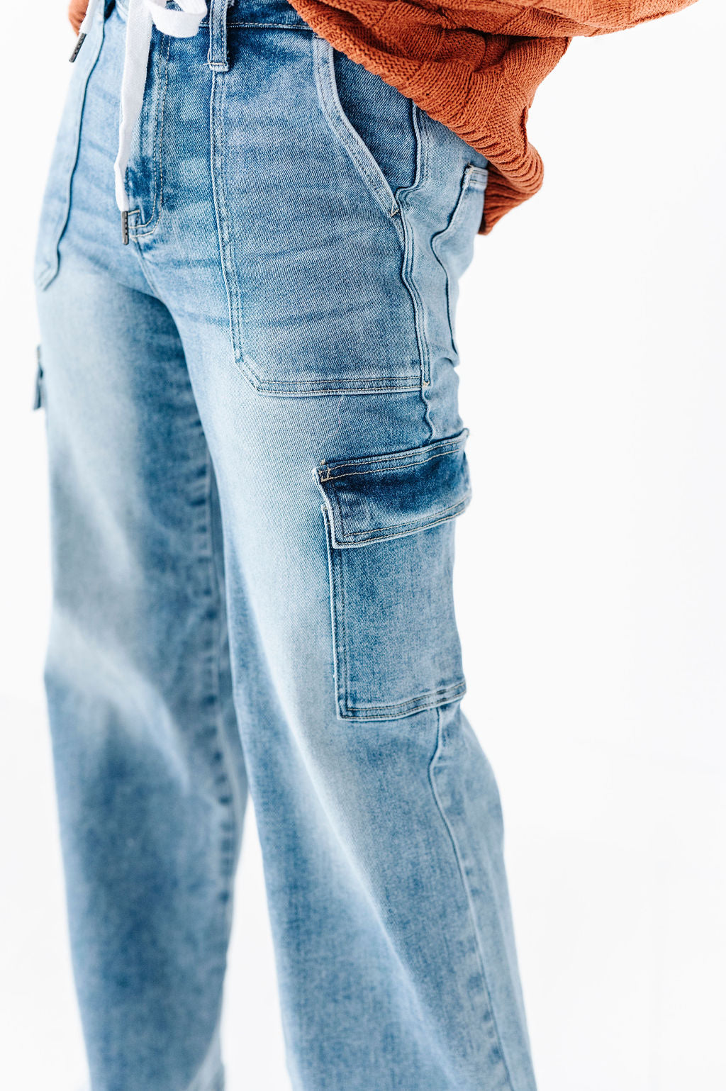 Heather Cargo Style Wide Leg Jeans Heather Cargo Style Wide Leg Jeans