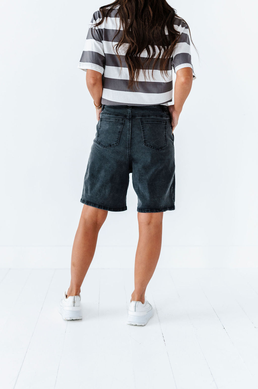 Jenna Denim Bermuda Shorts In Black Jenna Denim Bermuda Shorts In Black