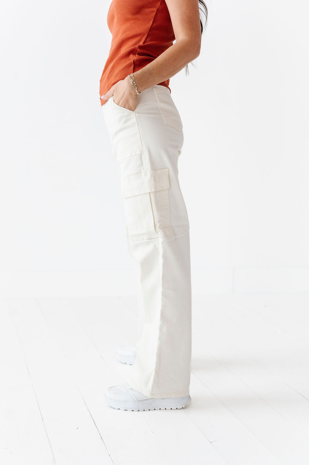Spencer Cargo Jeans in Ivory Spencer Cargo Jeans in Ivory