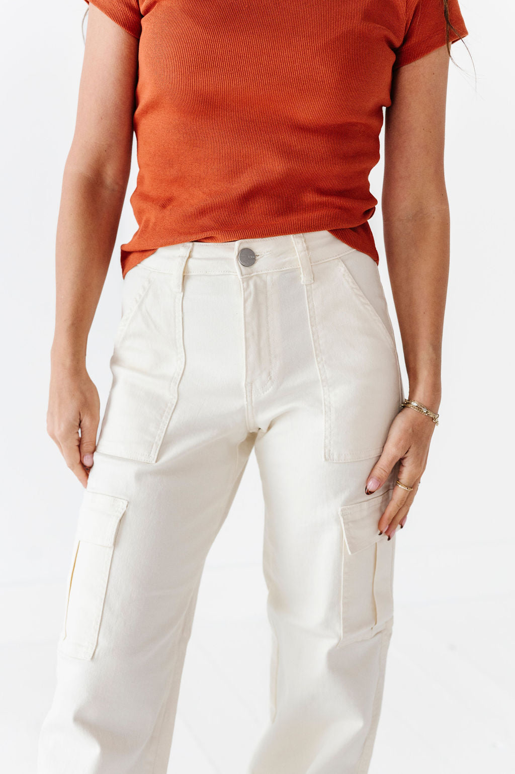 Spencer Cargo Jeans in Ivory Spencer Cargo Jeans in Ivory