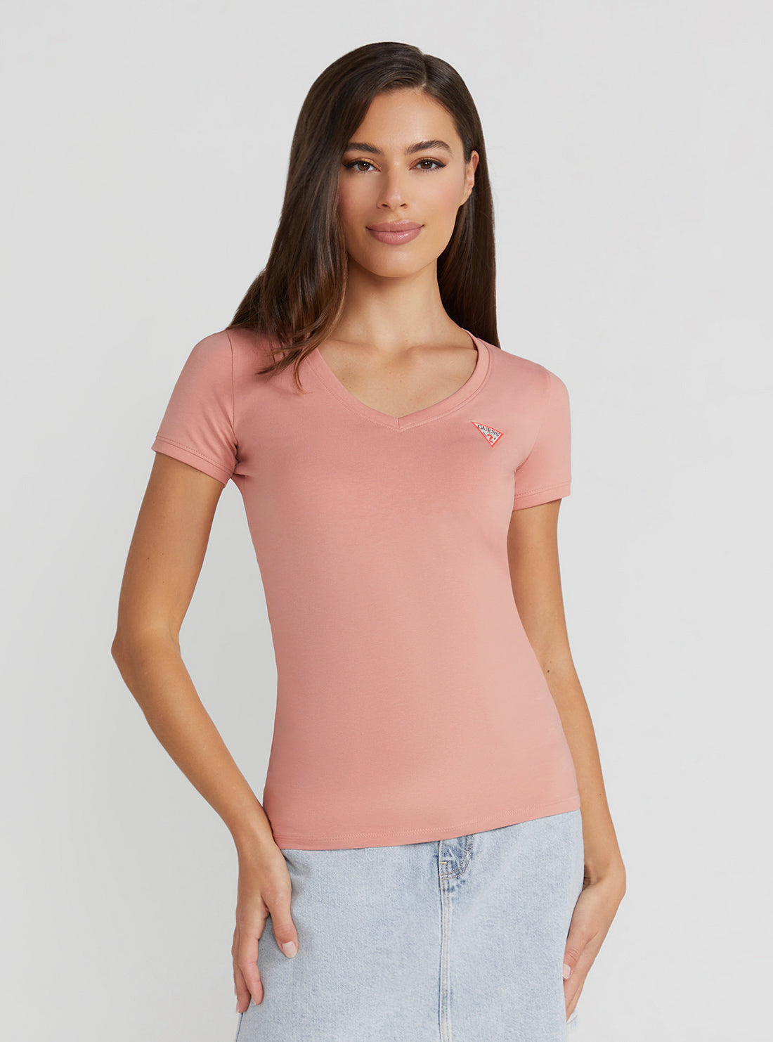 Eco Rose V-Neck Mini Logo T-Shirt Eco Rose V-Neck Mini Logo T-Shirt
